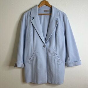 Chico's Light Blue Blazer Single Button Notched Lapel Long Sleeve Coat Size 2